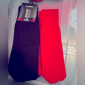 5 Pairs Augusta Soccer Athletic Tube Socks Black  & Red Unisex Medium 9-11 NEW